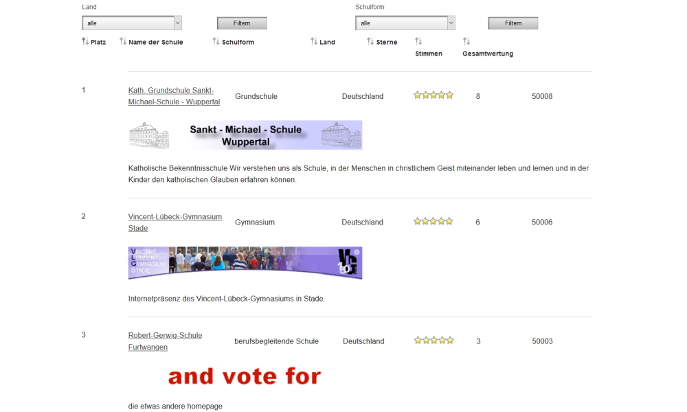 Schulhomepage Topliste Schulhomepage Topliste