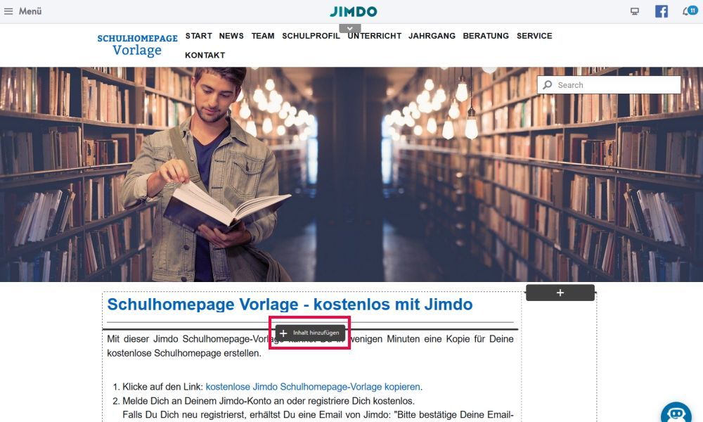 Jimdo Inhalt hinzufügen Jimdo Inhalt hinzufügen