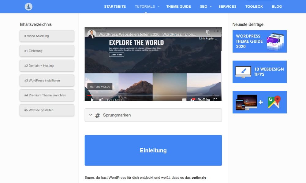 WordPress Tutorial für Anfänger WordPress Tutorial für Anfänger