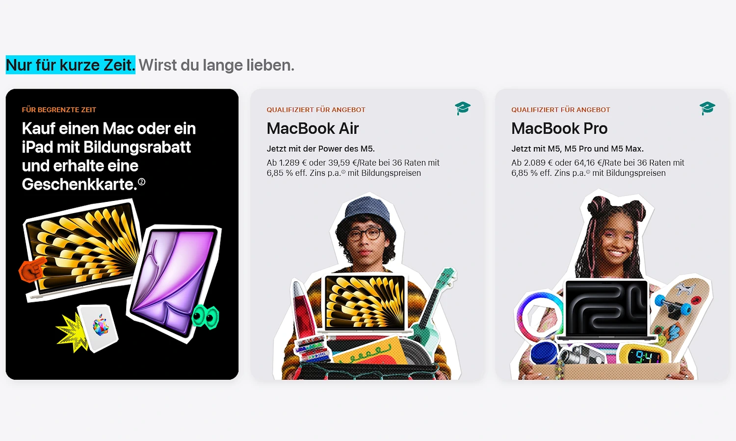 Apple Back to School 2026 in Deutschland: MacBook Air plus 80-€-Gutschein und MacBook Pro plus 120-€-Gutschein