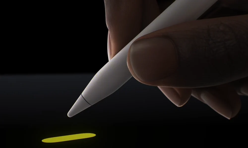 Bei Rotation des Apple Pencil Pro um die eigene Achse dreht sich die Ausrichtung des Strichs Bei Rotation des Apple Pencil Pro um die eigene Achse dreht sich die Ausrichtung des Strichs