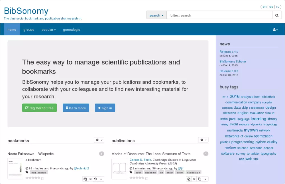 Bibsonomy: Recherche-Tool für Veröffentlichungen und Lesezeichen Bibsonomy: Recherche-Tool für Veröffentlichungen und Lesezeichen