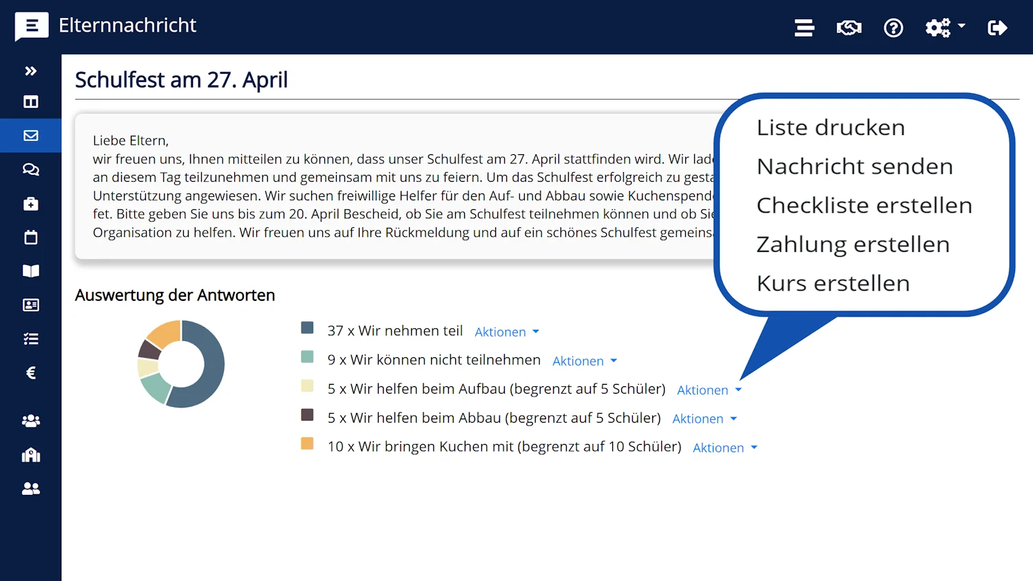 Elternnachricht bietet eine sehr flexible Nutzung von Umfragen für jeden Anwendungsfall Elternnachricht bietet eine sehr flexible Nutzung von Umfragen für jeden Anwendungsfall