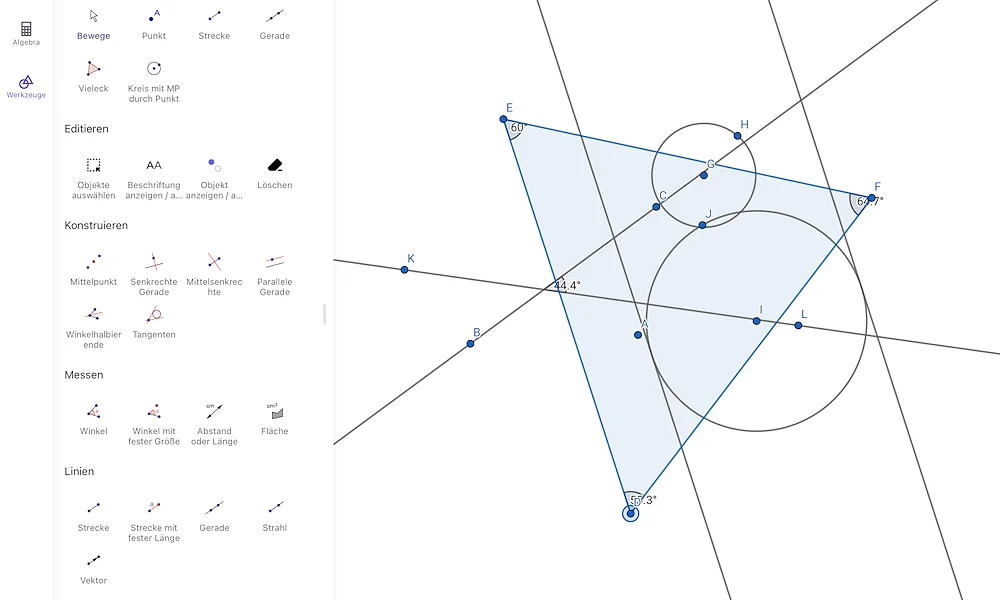 Mit der kostenlosen App GeoGebra können Schüler geometrische Figuren zeichnen