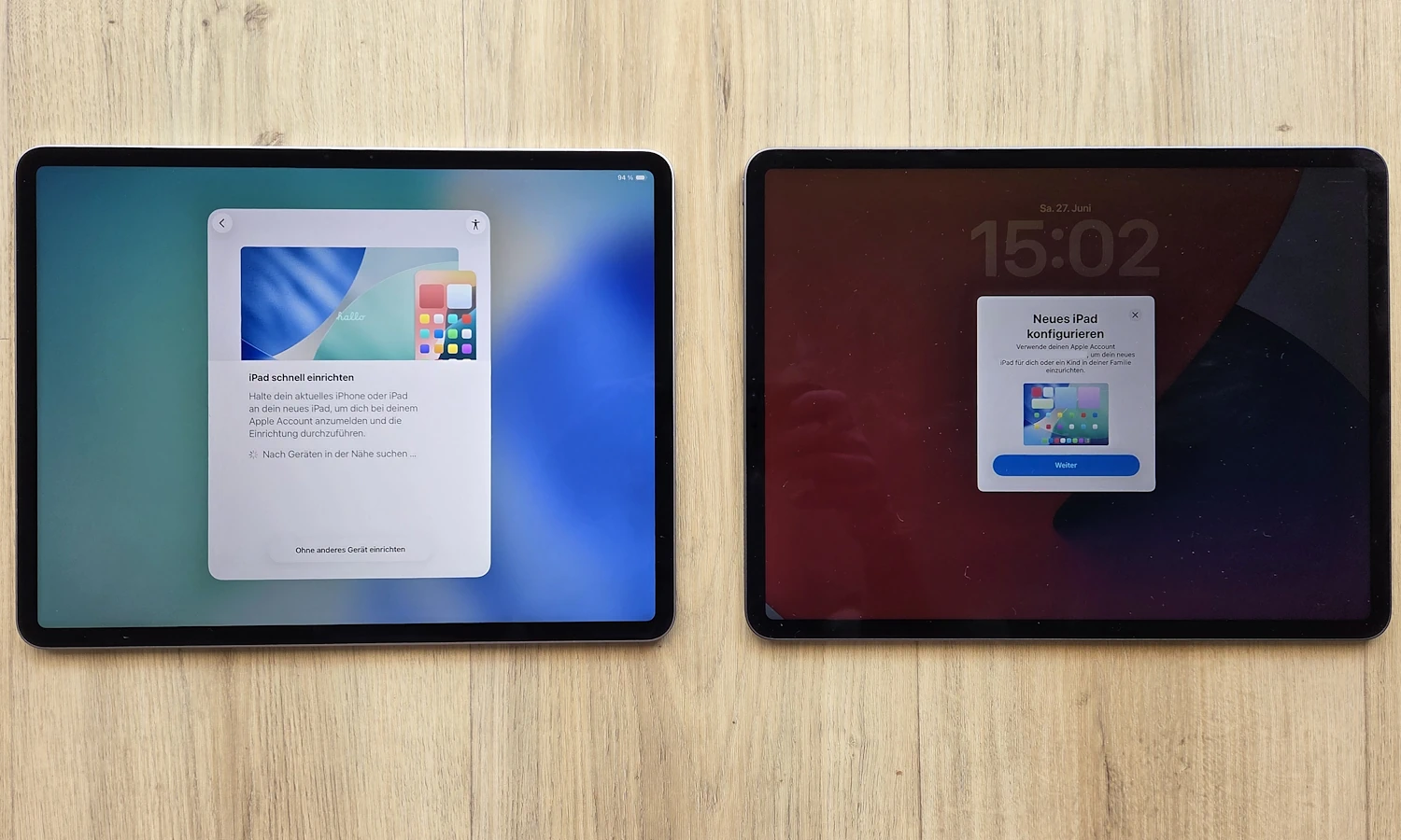 Das Übertragen von Dateien und Einstellungen lief vollautomatisch. Das neue iPad Air war in ca. 1 Stunde komplett fertig eingerichtet