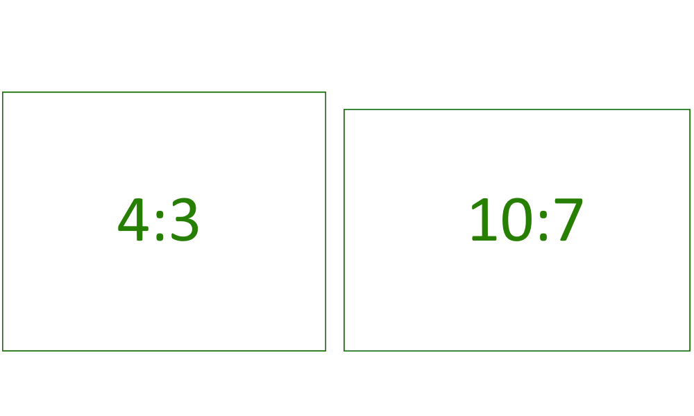iPad-Seitenverhältnis 4:3 und 10:7 bei gleicher Pixelanzahl
