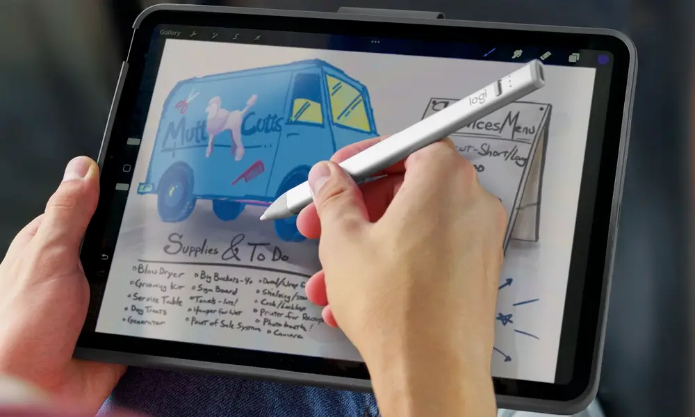 Der Logitech Crayon ist nicht druckempfindlich. Er eignet sich daher weniger gut zum Zeichnen und Malen. Der Logitech Crayon ist nicht druckempfindlich. Er eignet sich daher weniger gut zum Zeichnen und Malen.