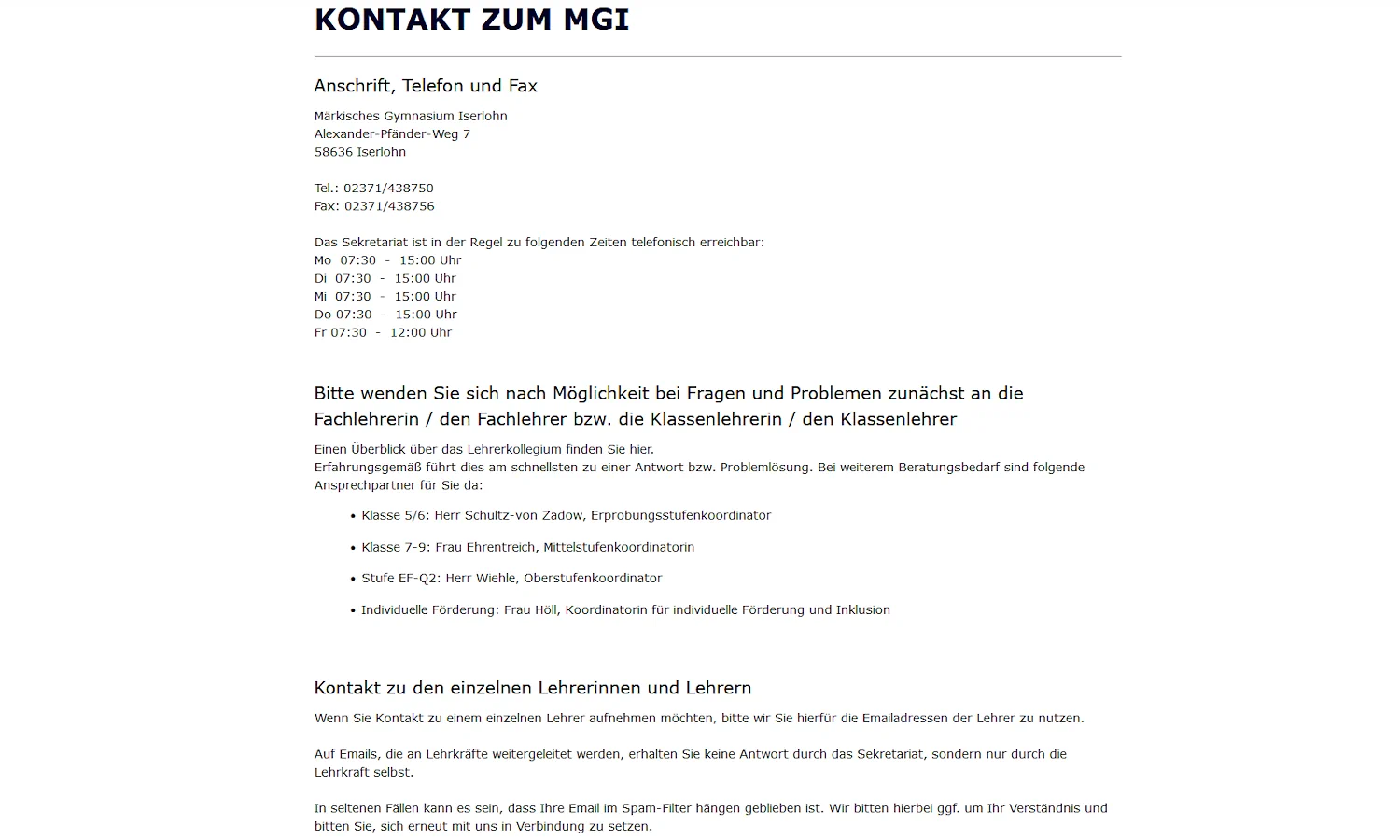 Umfangreicher Kontakt-Bereich