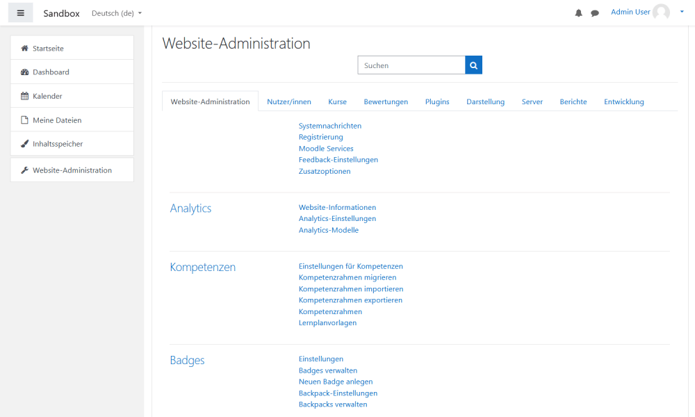 Moodle-Demo als Admin Moodle-Demo als Admin