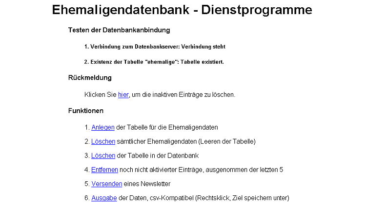 Ehemalige-Datenbak mit PHP und MySQL