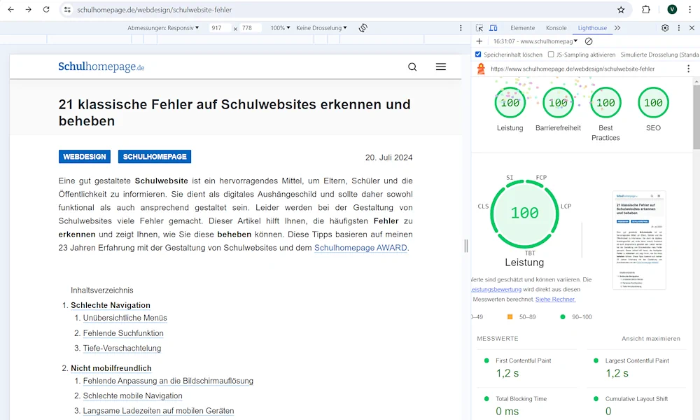 Mit Lighthouse in Google Chrome können Sie die Ladegeschwindigkeit Ihrer Website testen und Fehler beheben Mit Lighthouse in Google Chrome können Sie die Ladegeschwindigkeit Ihrer Website testen und Fehler beheben