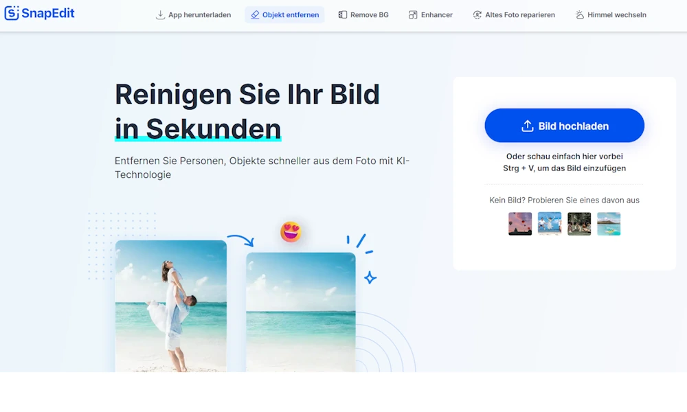 snapEdit.APP nutzt KI-Technologie zum Entfernen von Personen und Objekten snapEdit.APP nutzt KI-Technologie zum Entfernen von Personen und Objekten