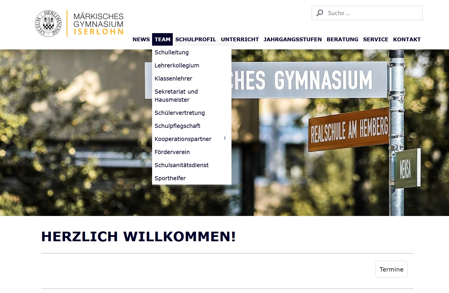 Die Hauptstruktur der Schulwebsite Die Hauptstruktur der Schulwebsite